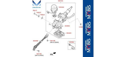 mobis steering column shaft hyundai kona 2017-20